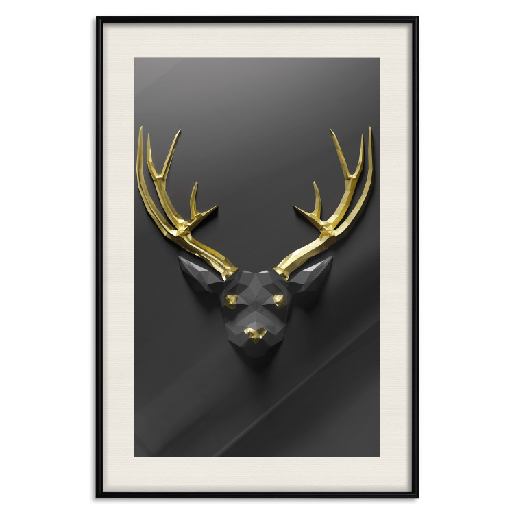 Wall Poster Golden Antlers - abstract figure resembling a deer with golden details 132269 additionalImage 23