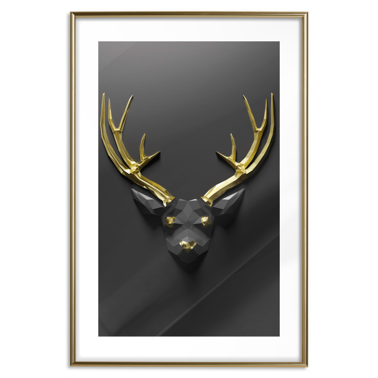 Wall Poster Golden Antlers - abstract figure resembling a deer with golden details 132269 additionalImage 27