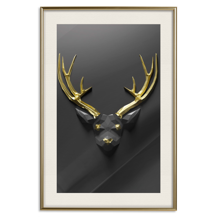 Wall Poster Golden Antlers - abstract figure resembling a deer with golden details 132269 additionalImage 21