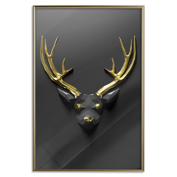 Wall Poster Golden Antlers - abstract figure resembling a deer with golden details 132269 additionalImage 18