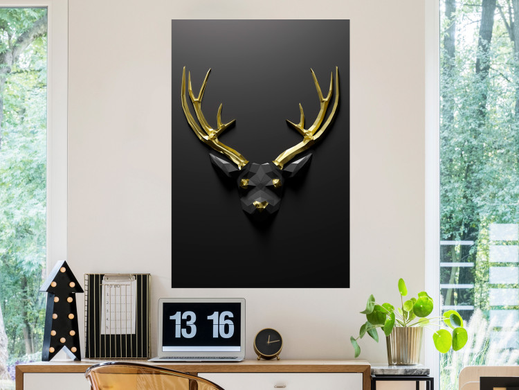 Wall Poster Golden Antlers - abstract figure resembling a deer with golden details 132269 additionalImage 4