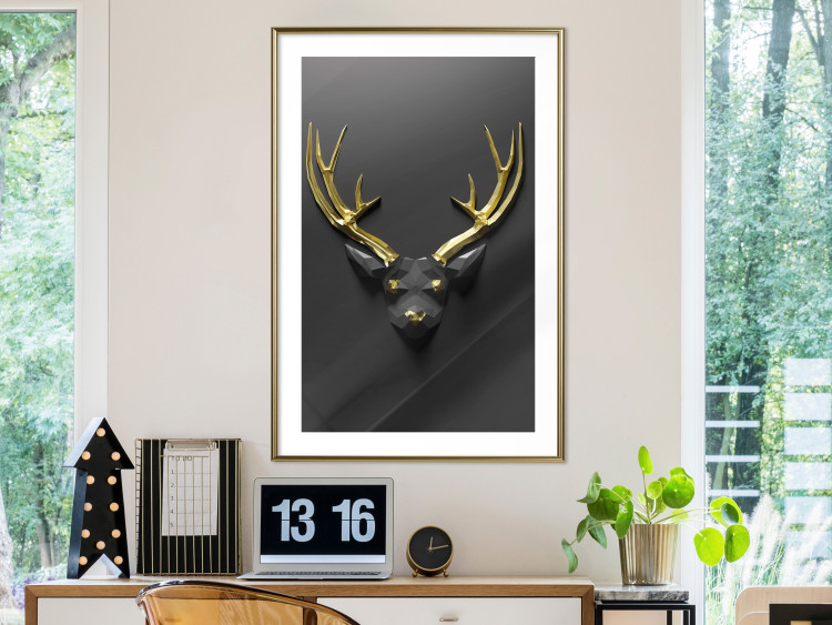 Wall Poster Golden Antlers - abstract figure resembling a deer with golden details 132269 additionalImage 13