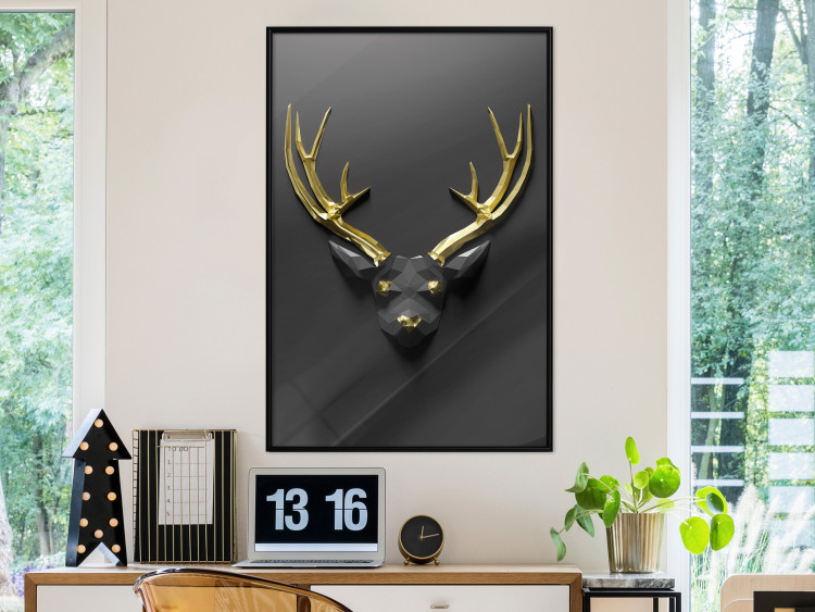 Wall Poster Golden Antlers - abstract figure resembling a deer with golden details 132269 additionalImage 6