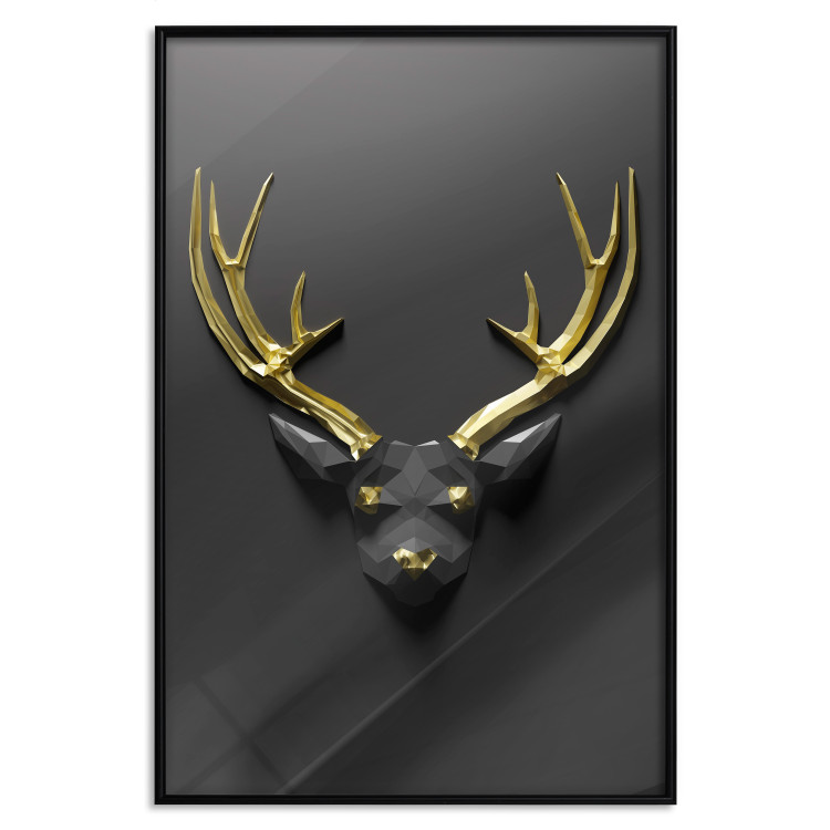 Wall Poster Golden Antlers - abstract figure resembling a deer with golden details 132269 additionalImage 19