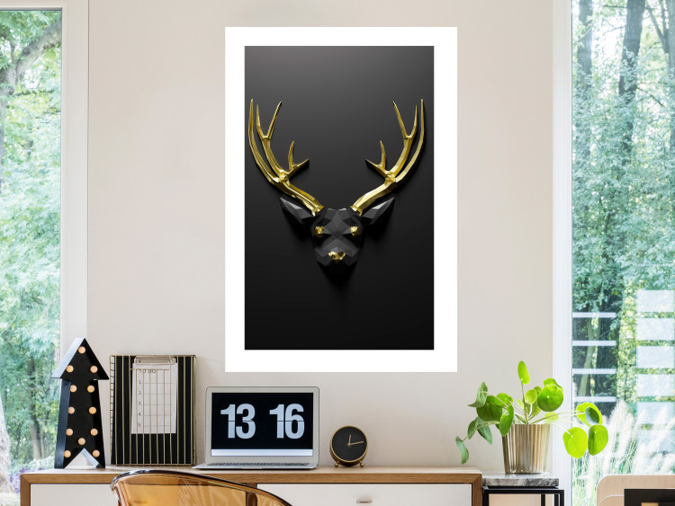 Wall Poster Golden Antlers - abstract figure resembling a deer with golden details 132269 additionalImage 3