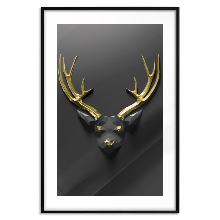 Wall Poster Golden Antlers - abstract figure resembling a deer with golden details 132269 additionalImage 16