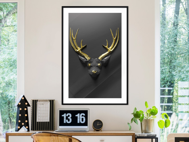 Wall Poster Golden Antlers - abstract figure resembling a deer with golden details 132269 additionalImage 20