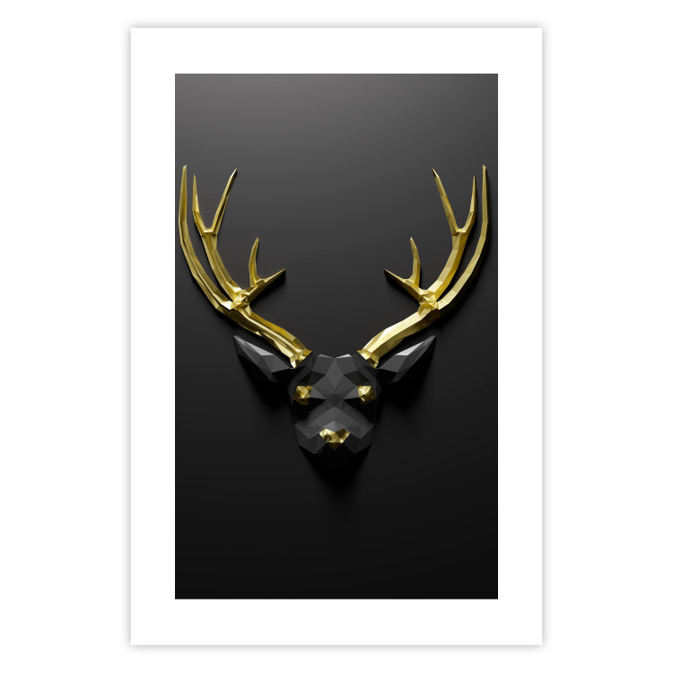 Wall Poster Golden Antlers - abstract figure resembling a deer with golden details 132269 additionalImage 17