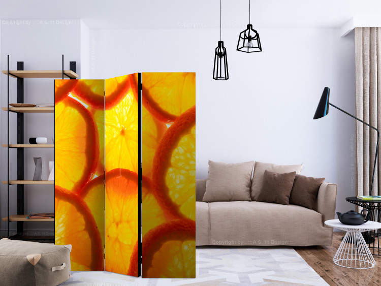 Folding Screen Orange Slices (3-piece) - background in juicy orange fruits 132769 additionalImage 4