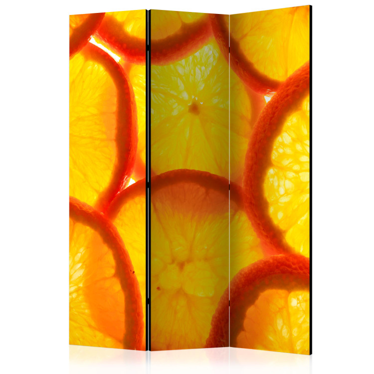 Folding Screen Orange Slices (3-piece) - background in juicy orange fruits 132769