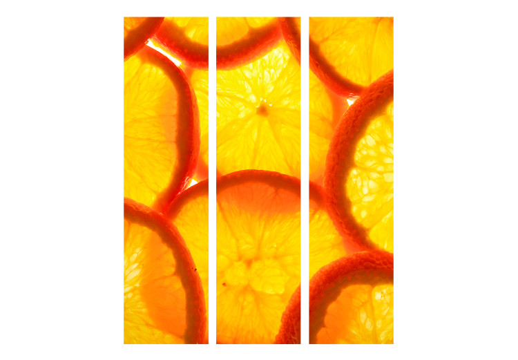 Folding Screen Orange Slices (3-piece) - background in juicy orange fruits 132769 additionalImage 3