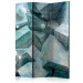 Room Divider Screen Concrete Cubes (Green) (3-piece) - geometric composition 132869