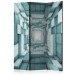 Room Divider Screen Geometric Tunnel II (3-piece) - wooden blue blocks 133069