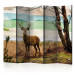 Room Divider Forest Fugitive II (5-piece) - censored deer against landscape background 133369