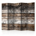 Room Separator Old Vineyard II (5-piece) - composition with inscriptions on a wooden background 133469