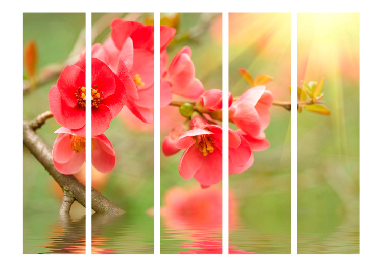 Room Divider Screen Azalea Reflected in the Water II - red plant composition above water 133969 additionalImage 3
