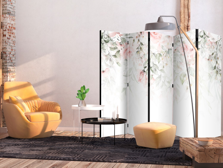Room Separator Rose Waterfall - First Variant II (5-piece) - Flowers on white 136169 additionalImage 4