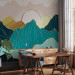 Wall Mural Abstract landscape with gold - landscape of mountains in blue tones 137469 additionalThumb 4