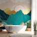 Wall Mural Abstract landscape with gold - landscape of mountains in blue tones 137469 additionalThumb 8
