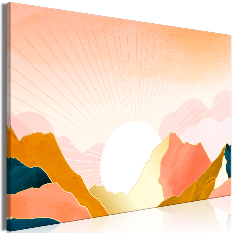 Canvas Sunny Land (1-piece) Wide - abstract sun behind mountains 137869 additionalImage 2