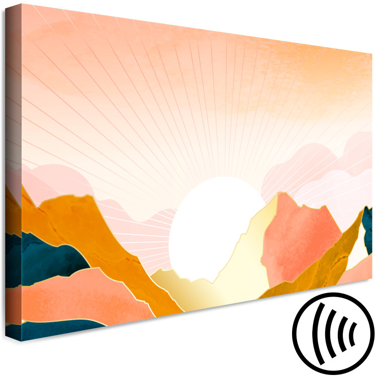 Canvas Sunny Land (1-piece) Wide - abstract sun behind mountains 137869 additionalImage 6