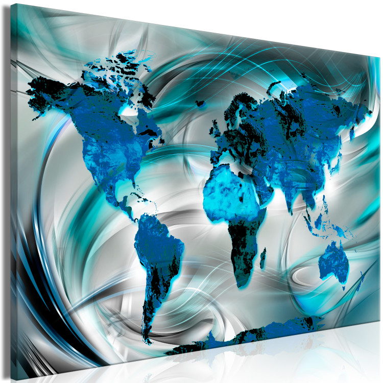 Canvas Print World Map in Turquoise (1-piece) Wide - blue abstraction 143569 additionalImage 2