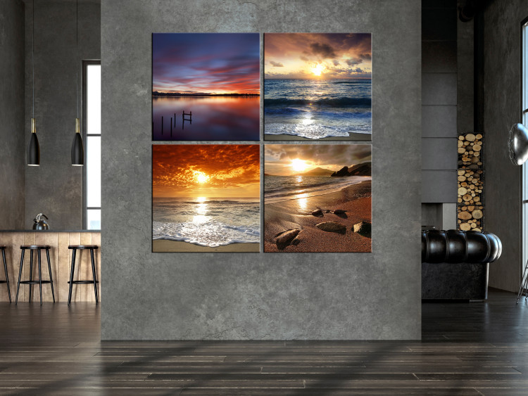 Canvas Print Seaside Landscapes (4-piece) - views with a beach at sunset 145169 additionalImage 3