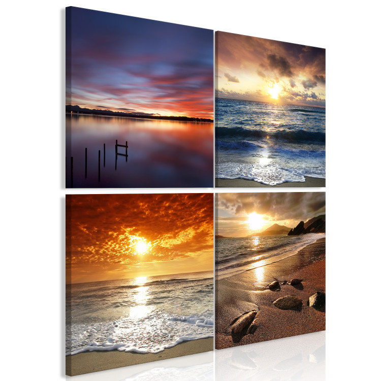 Canvas Print Seaside Landscapes (4-piece) - views with a beach at sunset 145169 additionalImage 2