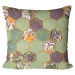 Decorative Microfiber Pillow Covered shrubs - multicoloured pattern with hexagonal composition cushions 146969