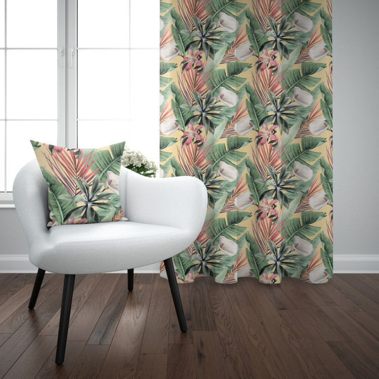 Decorative Curtain Rainforest flora - a floral pattern with white flowers and leaves 147169 additionalImage 6