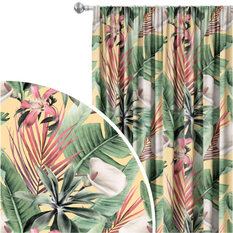 Decorative Curtain Rainforest flora - a floral pattern with white flowers and leaves 147169