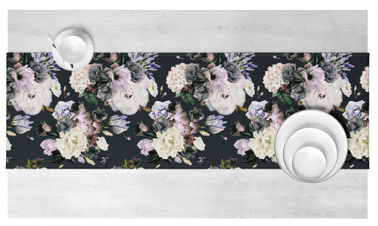 Table Runner Stately bouquet - rose and peony flowers on black background 147269 additionalImage 5