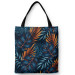 Shopping Bag Mysterious bushes - blue and orange leaf motif 147469