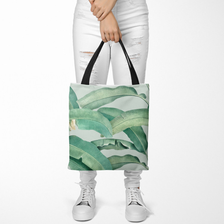 Shopping Bag Leafy curtain in greens - floral pattern with exotic banana tree 147569 additionalImage 3