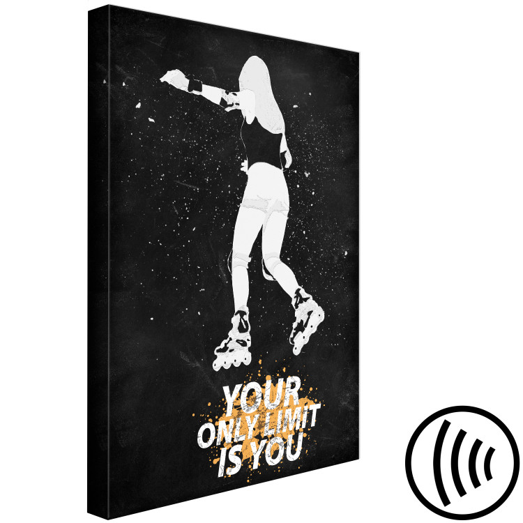 Canvas Art Print Rollerblading Girl (1-piece) - black and white woman and text 149269 additionalImage 6