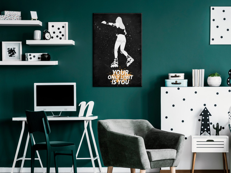 Canvas Art Print Rollerblading Girl (1-piece) - black and white woman and text 149269 additionalImage 3