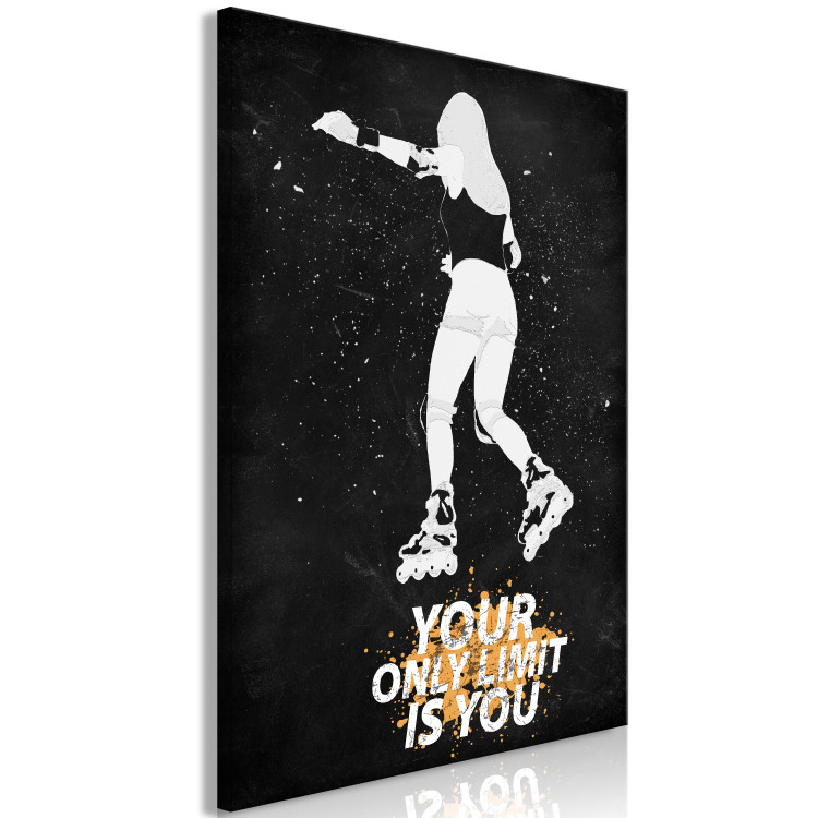 Canvas Art Print Rollerblading Girl (1-piece) - black and white woman and text 149269 additionalImage 2