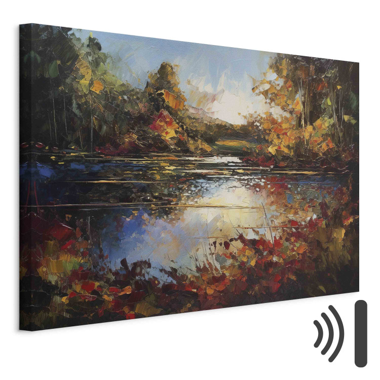 Canvas Print Lake in Autumn - An Orange-Brown Landscape Inspired by Monet 151069 additionalImage 8