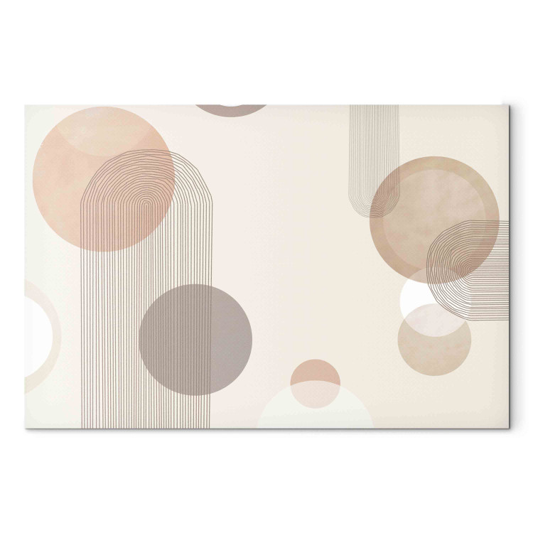 Large canvas print Fountain - Subtle Beige Abstraction With Brown Circles [Large Format] 151169
