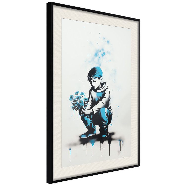 Wall Poster Blue Graffiti - A Boy With a Bouquet Inspired by Banksy’s Style 151769 additionalImage 20