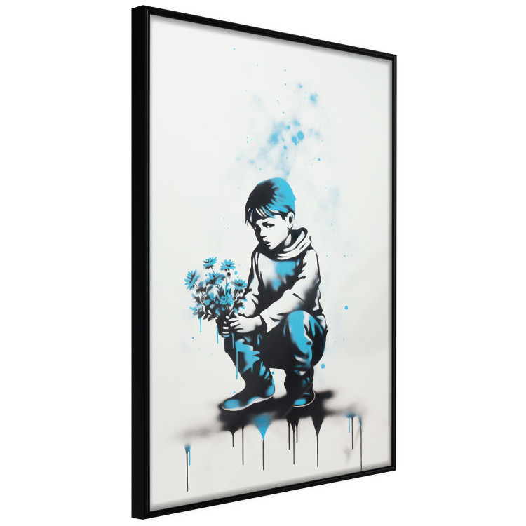 Wall Poster Blue Graffiti - A Boy With a Bouquet Inspired by Banksy’s Style 151769 additionalImage 6