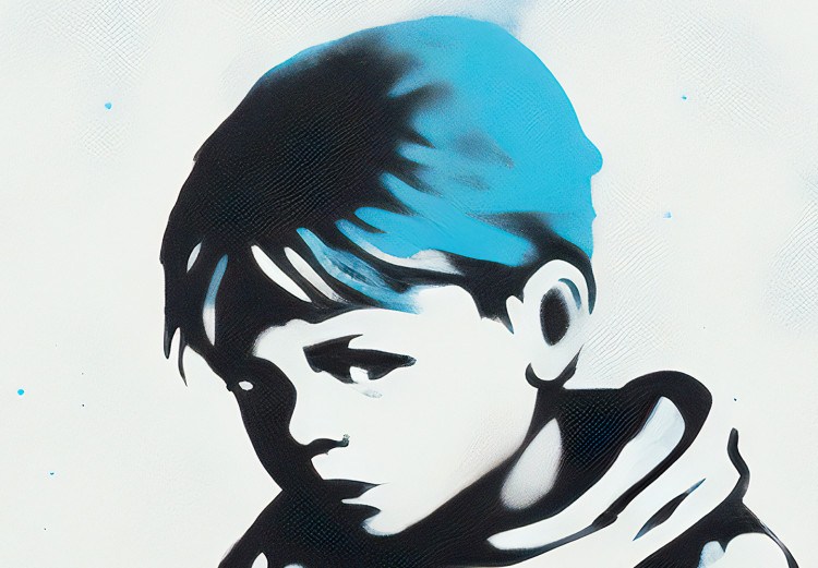 Wall Poster Blue Graffiti - A Boy With a Bouquet Inspired by Banksy’s Style 151769 additionalImage 5