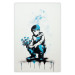 Wall Poster Blue Graffiti - A Boy With a Bouquet Inspired by Banksy’s Style 151769