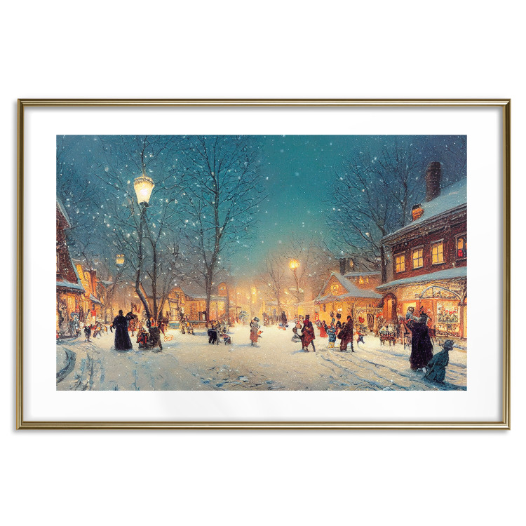 Poster Winter Postcard - A Snowy Street Lit up With Retro Lanterns 151869 additionalImage 14