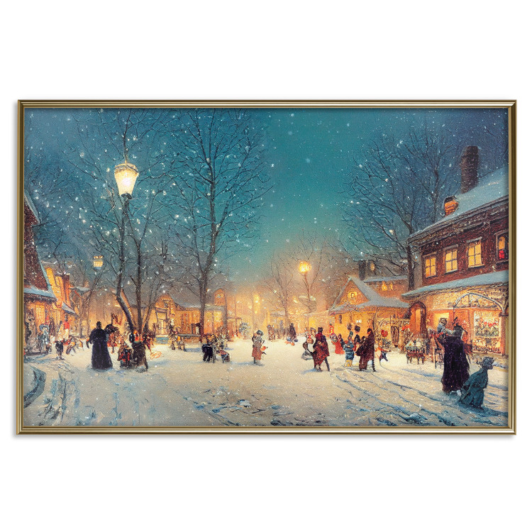 Poster Winter Postcard - A Snowy Street Lit up With Retro Lanterns 151869 additionalImage 23