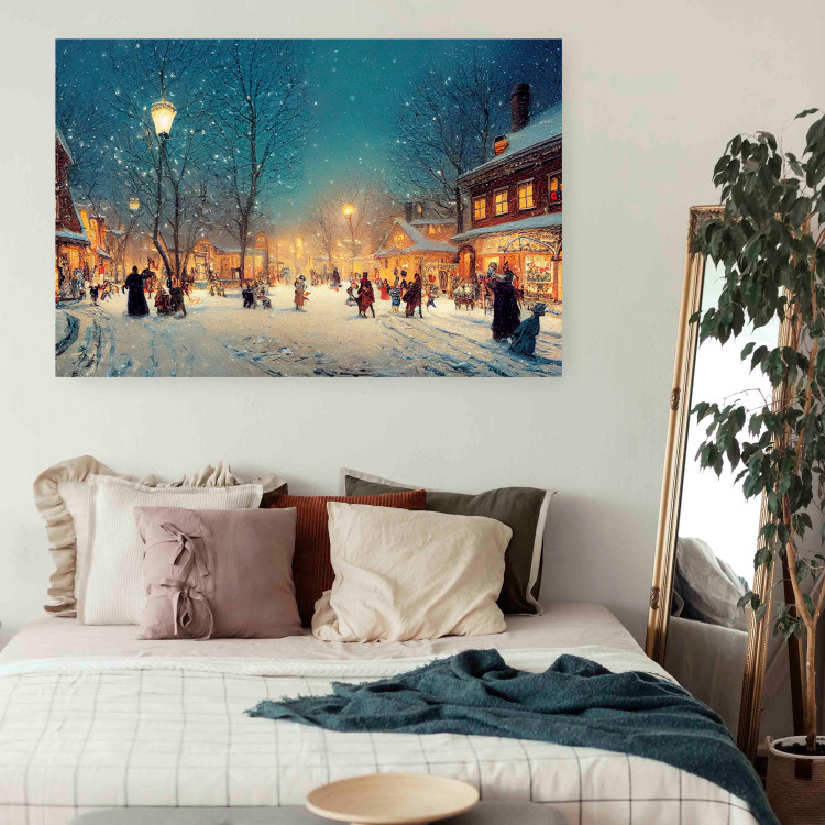Poster Winter Postcard - A Snowy Street Lit up With Retro Lanterns 151869 additionalImage 11