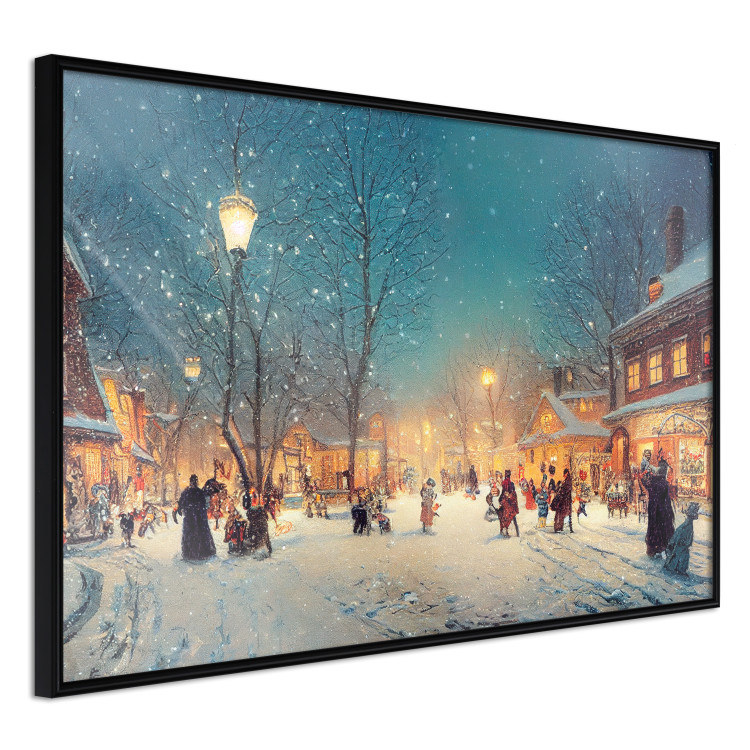 Poster Winter Postcard - A Snowy Street Lit up With Retro Lanterns 151869 additionalImage 5