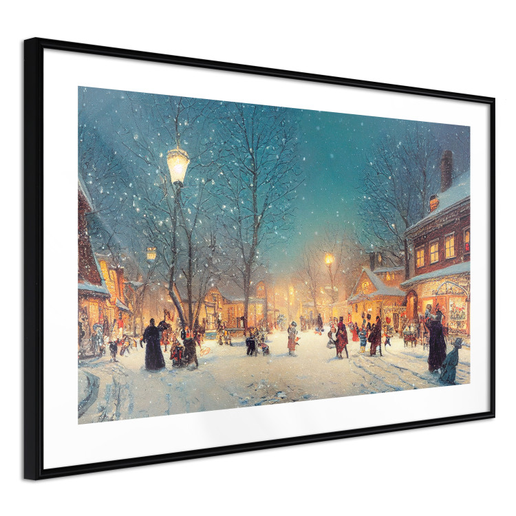 Poster Winter Postcard - A Snowy Street Lit up With Retro Lanterns 151869 additionalImage 6