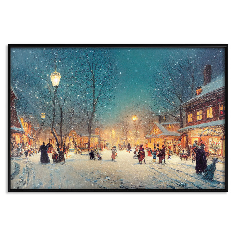 Poster Winter Postcard - A Snowy Street Lit up With Retro Lanterns 151869 additionalImage 24