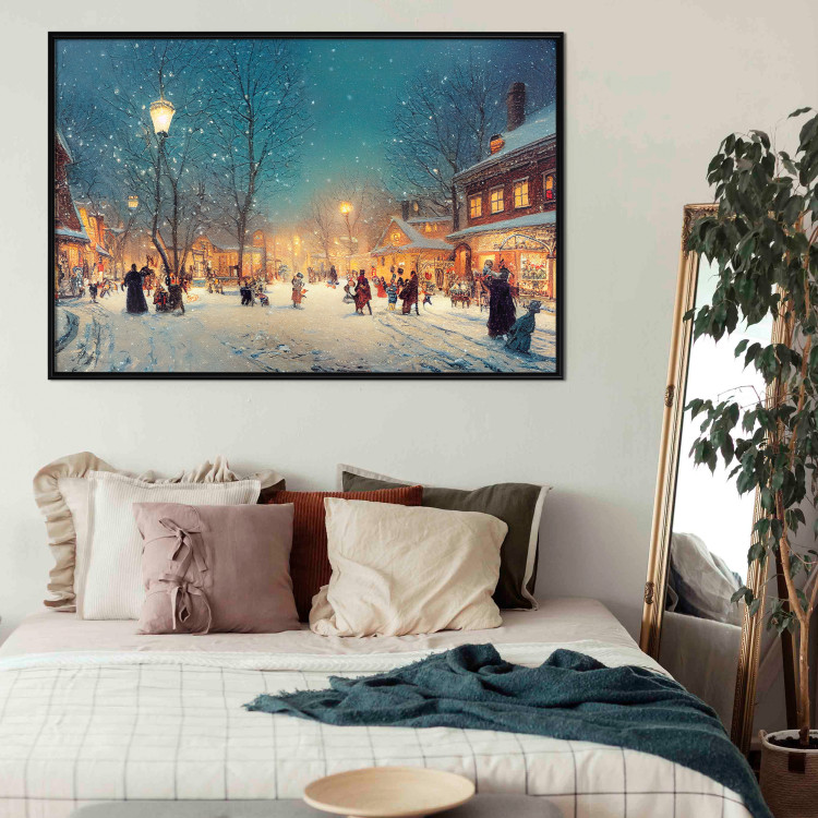 Poster Winter Postcard - A Snowy Street Lit up With Retro Lanterns 151869 additionalImage 18